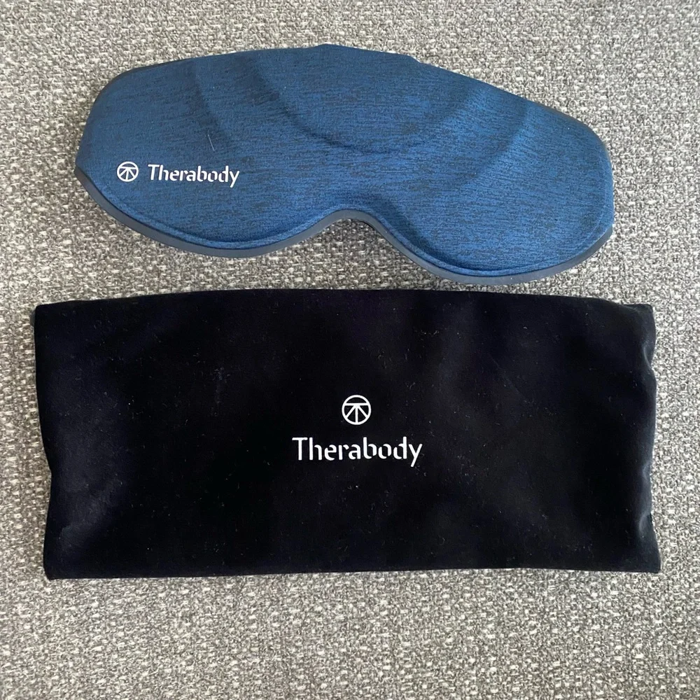 Therabody Blue Eye Mask with Black Travel Pouch NEW